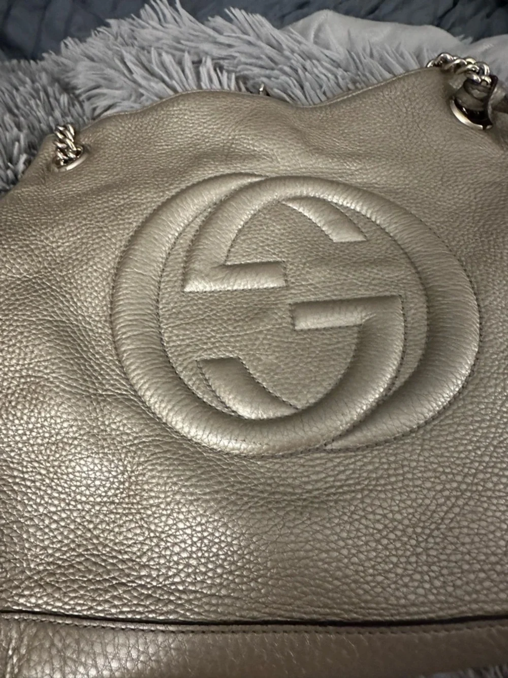 Gucci Metallic Taupe Soho Leather Shoulder Bag - Picture 2 of 8